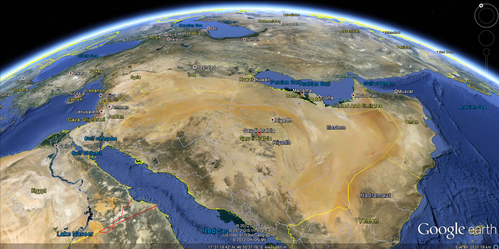 suudi arabistan yeryuzu haritasi
